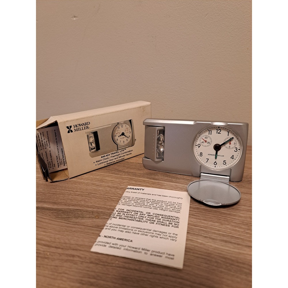 Howard Miller Travel Lite Alarm Clock/Flashlight 645-423 VINTAGE